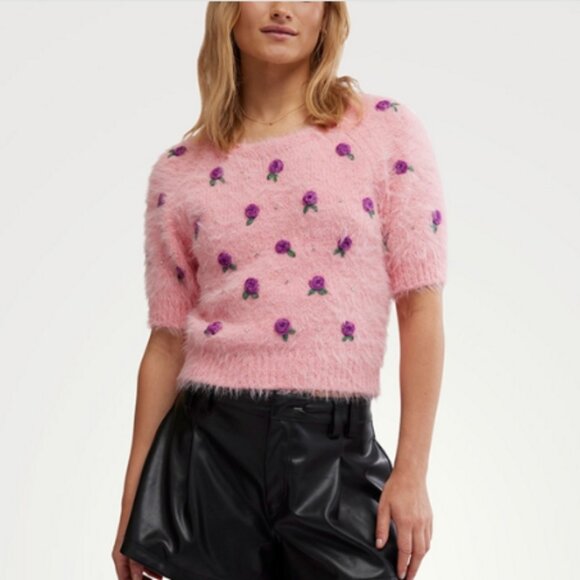 new FREE PEOPLE Winter Blooms Pullover / Pink Quartz Combo 252 - Picture 3 of 11